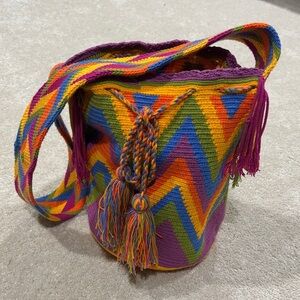 Wayuu Mochila Handmade Bag Colorful Zigzag Patterned